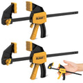 6" Mini Bar Clamps for Woodworking, 2-Piece One-Handed F Clamp/Spreader, 75LBS Load Limit Wood Clamp, Quick Release Grip Clamps for Table Wood Working, Light-duty Tools - style: 2-Piece 75lbs