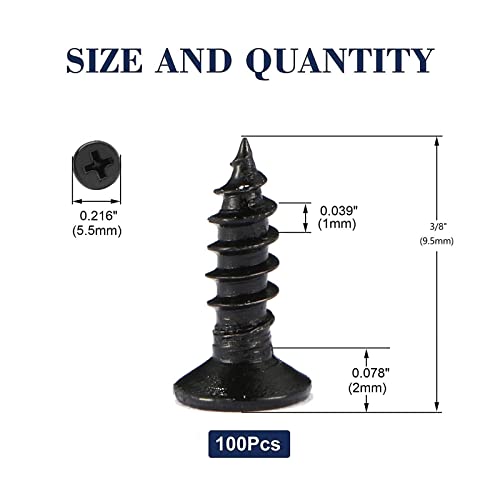 #4 x 3/8" Wood Screw 100Pcs 18-8 (304) Stainless Steel Screws Flat Head Phillips Fast Self Tapping Drywall Screws Black Oxide by SG TZH - size: #4 x 3/8"