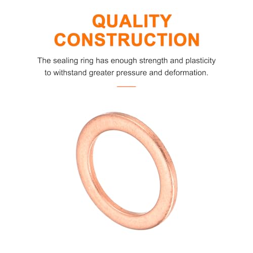 MECCANIXITY 52 Pcs Flat Copper Washers, 10x14x1mm Copper Upgraded Flat Metric Sealing Crush Ring Washers for Hydraulic Fittings Screw Bolt Nut Electronic Repair - size: 10x14x1mm