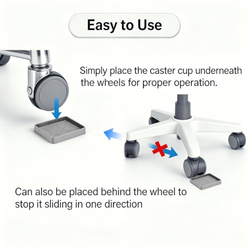 Yelanon Furniture Coasters 4 Pcs 4" Square Gray Caster Cups for Hardwood - size: 4pcs 4" Square Grey