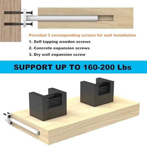 4 Inch Heavy Duty Floating Shelf Brackets 6 Pack, 1/4" Thick Solid Steel Hidden Blind Support, Fits Wood Studs, Holds 200 lbs, Invisible Hardware DIY Kit for Custom Shelving, White - size: 4 Inch, style: White 6 Pack