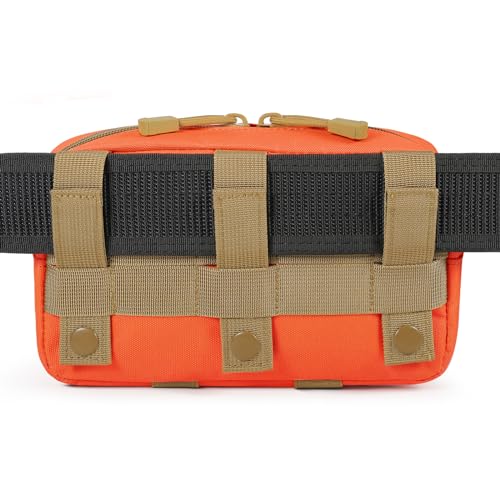 FRTKK Tactical Molle Admin Pouch Utility Laser Cut EDC Tool Pouch Bag Horizontal Modular Pouches Include US Flag Patch and Keychain - color: Orange