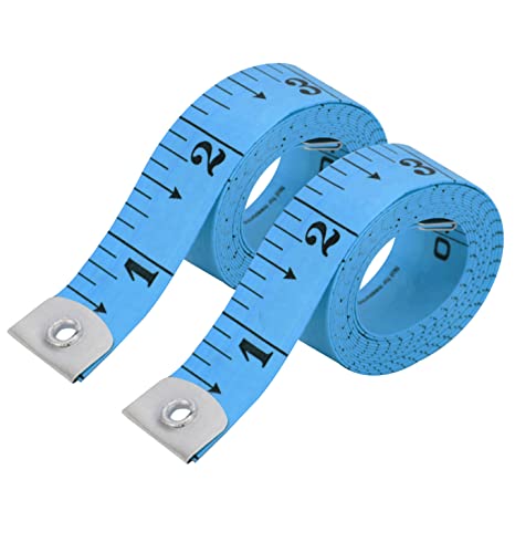 Flexible Tape Measure Pack of 2, Accurate Dual Scale Standard & Metric Measurements Tape,Soft Measuring Tape for Body, Weight Loss Sewing Tailor Craft Ruler 150cm/60 inch - color: Blue / 2 Pack
