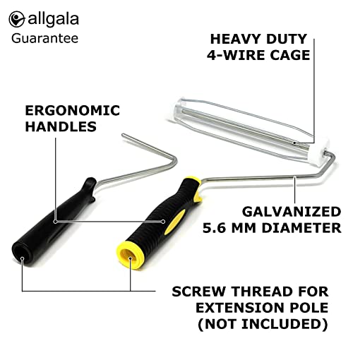 Allgala Paint Roller Kit 9 Pack Lint Free Paint Roller with Roller Frames Covers Brush Mixer and Large Tray - TH10301 - color: 9PC 9IN
