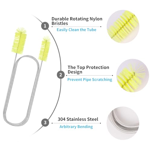 Flexible Drain Brush, 66" Extra Long Pipe Cleaners with 2 Pcs Straw Brush