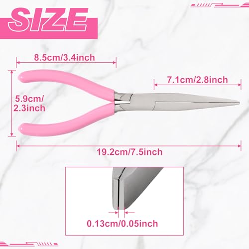 7.5" Long Flat Nose Pliers Serrated Jaw Extra Long Nose Plier Duckbill Pliers Jewelry Making Supplies for Jewelry Making, Fishing, Wire Wrapping, Flat Plier for Hard to Reach Narrow Spaces - style: 7.5" Flat Nose Plier Serrated Jaw