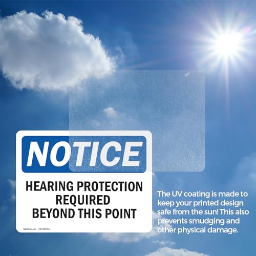 (2 Pack) Hearing Protection Required Beyond This Point OSHA Notice Sign 14 Inch X 10 Inch Vinyl Label Decal Sticker Weather Resistant, UV Protected for Workplace, Business, and Construction Site, Made in the USA - size: 14 Inch X 10 Inch, style: Vinyl Dec