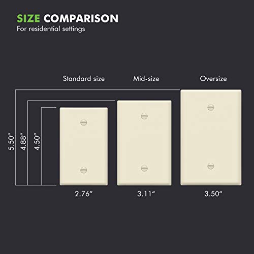 ENERLITES 10 Pack Mid-Size Blank Wall Plate Cover, 1-Gang, Light Almond - color: Light Almond, size: Mid-Size