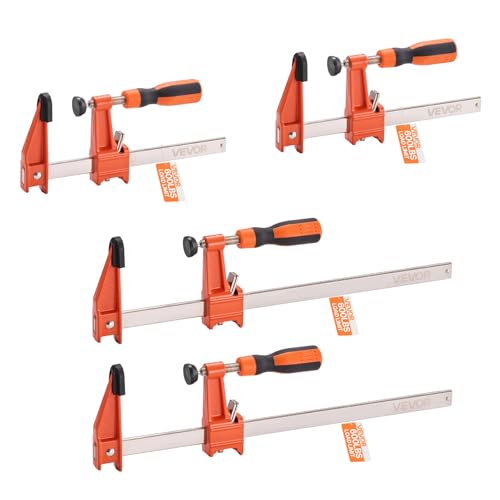 VEVOR Bar Clamps for Woodworking, 2-Pack 6 inch and 2-Pack 12 inch, Lockable F-Clamp with 600 lbs Load Limit, 2-1/2 inch Depth, Cast Iron and Carbon Steel, Wood Clamps for Woodworking Metal Working - size: 12"& 6" (4 Pack), style: Medium-Duty