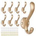 8 Pack Coat Hooks Wall Mount Heavy Duty Utility Retro Double Hooks for Hanging Coats,Hat, Towel, Key, Robe, Scarf, Bag, Cap (Gold) - color: 8 Pack-Gold