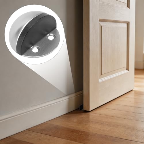 12 Pcs 1.8 x 1.1 in Floor Door Stopper,Brushed Stainless Steel Dome,Silver