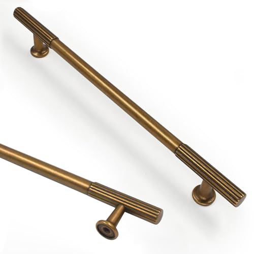 Asidrama 10 Pack 10 inch Antique Brass Kitchen Cabinet Handles - color: Antique Brass, size: 10" Hole Center