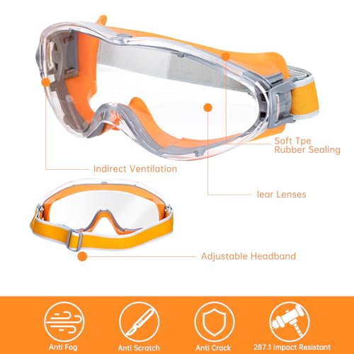 UXIETIN Mowing Goggles with Transparent Lenses