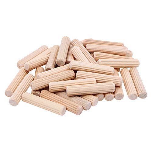 100PCS 5/16" Wood Dowel Pins, Grooved Hardwood Dowels for Furniture Joinery