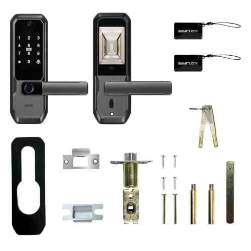 UMIKSMART WiFi Smart Door Lock with Camera, Fingerprint Keypad, App Control - color: Charcoal