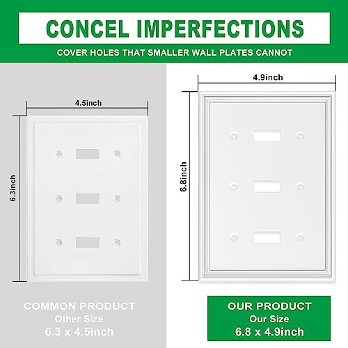 Ranweydi Decorative Wall Plate Double Toggle Light Switch Covers Plates - size: 3 Gang Triple Toggle