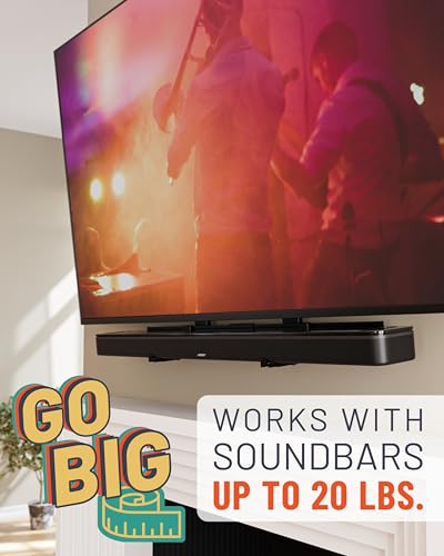ECHOGEAR XL Soundbar Mount for Speakers up to 20lbs – Attaches to TVs up to 86” or Wood Studs 16-24”– Universal Design & 2.6” Extension for Dolby Atmos – Easy DIY Install w/ Included Hardware