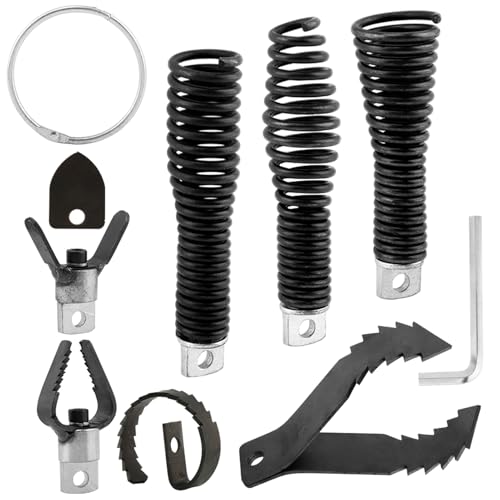 8-Piece Drain Snakes Drill Attachment, Used in 50FT-100FT Drain Cleaning Machine, Suitable for 5/16-inch to 3/4-inch Drain Snakes Cable, Tackle Tough Clogs with Precision