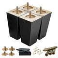 SHANJUE 5 Inch Black Couch Legs - Square Wood Sofa Legs for Furniture, 4PC - size: 5 inch