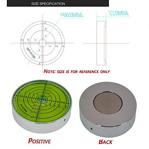 Aluminum alloy high precision horizontal bubble universal high precision small level bubble level meter circular bubble correction Convenient and quick (Silver-green - with magnetic) - color: Silver-green - With Magnetic