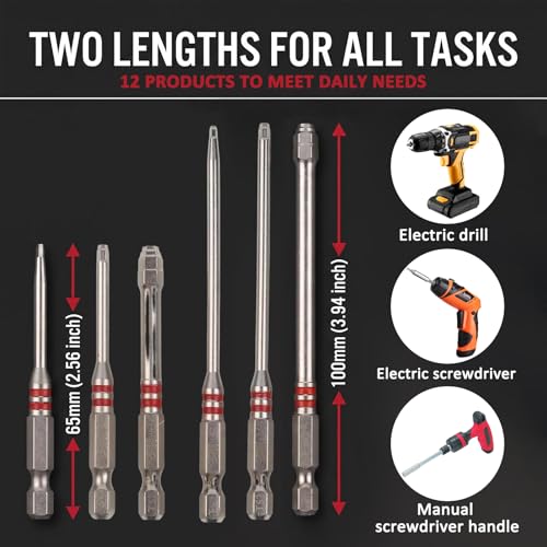 12 Piece Pagoda Shaped Drill Bit, Hex Bit Set, Magnetic Screwdriver Bits, Pagoda Design, Suitable for Hexagonal Sizes of 1.5-2mm, 2.5-3mm, 4-5-6mm, for Drills and Wrenches