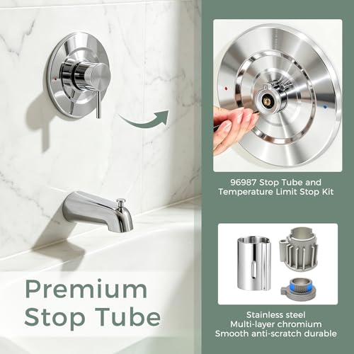 Compatible with Moen Stop Tube and Temperature Limit Stop Kit,Chrome - color: Chrome
