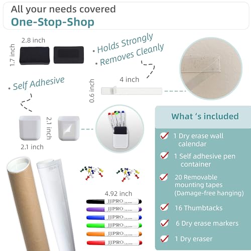 Large Reusable Dry Erase Yearly Wall Calendar - Jumbo Premium Laminated 12 month Task Organizer - 38"x72" Undated Annual Planner for Home, Office, School Projects - size: 72"x38"Yearly