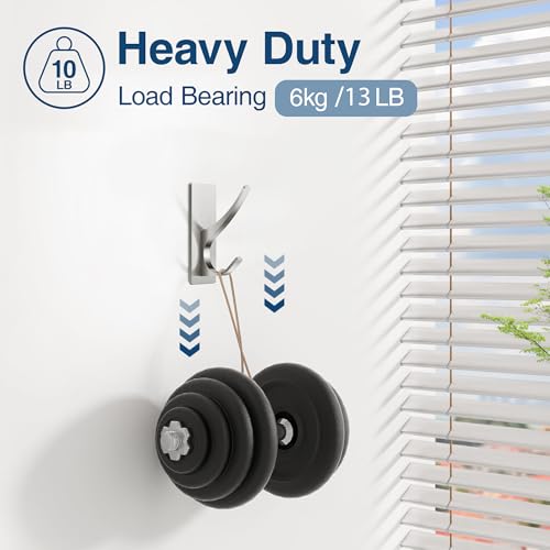 Self Adhesive Towel Hooks: Extra Strong 13LB, Stainless Hook for Hanging Loofah, Towels, Coat, Bath Robe Bathroom Shower, Brushed Nickel, 4 Pack - color: Brushed Nickel, size: 4 Pack