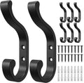 bussdis Coat Hanger Wall Mount 8-Pack - Wall Hooks for Hanging Heavy Duty - color: Black, size: 8 Pack