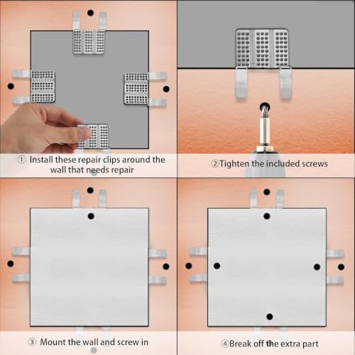 Drywall Repair Clips, 10-Piece Stainless Steel Fastener Kit for 1/2" and 5/8" Panels, Wall and Sheetrock DIY Home Improvement