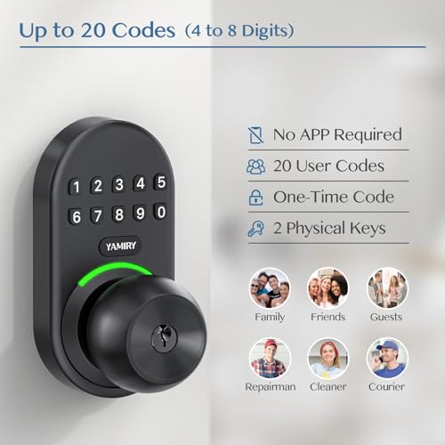 Keypad Smart Door Knob Lock, Yamiry Keyless Entry Digital Lock with Handle