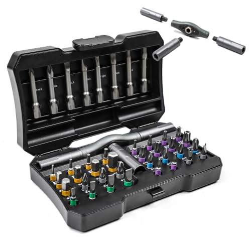 X-STEEL 42 in 1 Ratchet Screwdriver Set,T Handle Magnetic Screwdriver Sets | S2 Multi Bit Ratcheting Screwdriver Kits with Storage Case Repair Tool Kit for Gifts,Furniture,Computer,Bicycle and DIY - size: 42PCS