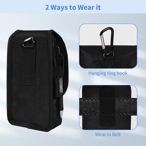Belt Tool Pouch, Multitool Organizer Electrician Holster Nylon Tactical Pocket Attachment Utility Sheath Bag Tradesman Pro Maintenance Tool Sleeve for EDC Gears Cellphone - color: Black
