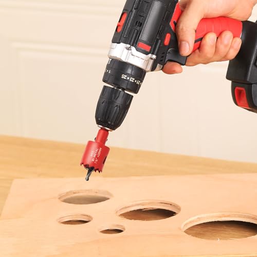 1-3/8 in. Bi-Metal Hole Saw Drill Bits - Versatile and Durable Hole Cutter for Wood, Plywood, Plaster Drywall, Ceiling, Plastic Pipe, PVC and Thin Metal - Includes Arbor & Pilot Bit (35mm) - size: 1-3/8"(35mm)