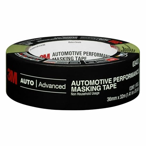 3M Automotive Performance Masking Tape, 36 mm x 32 m, 6/case (Pack of 6) - size: 36 mm x 32 m (Pack of 6)