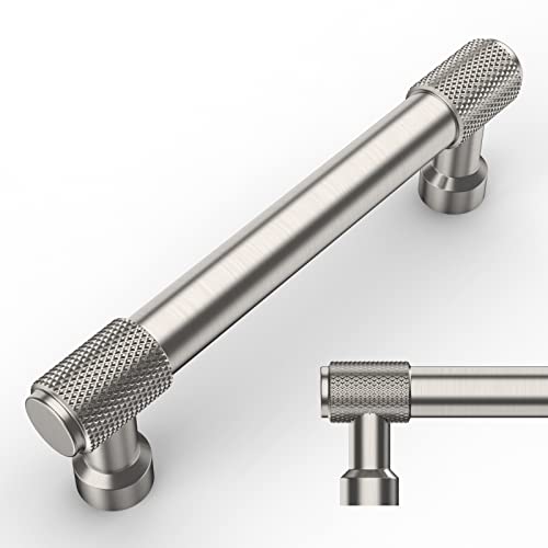 Amerdeco 10 Pack Brushed Satin Nickel Knurled Cabinet Pulls 3 Inch(76mm) Hole Center Kitchen Cabinet Handles Drawer Pulls Cabinet Hardware ZH0034 - color: Brushed Satin Nickel, size: 3"/76MM Hole Center