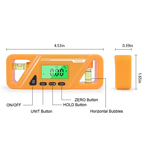 Digital Torpedo Level and Protractor, Magnetic Angle Meter, Electronic Bubble Inclinometer, Absolute and Relative Measurement, Angle & Slope Conversion for Woodworking Home Drainage Leveling