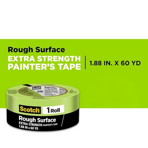 Scotch Rough Surface Painter's Tape 2060-48MP, 1.88 in x 60.1 yd (48mm x 55m), 3-Pack – Strong Adhesive, Clean Removal, Tear-Resistant Masking Tape, for Brick, Concrete, Stucco, Textured Surfaces - size: 3-Pack