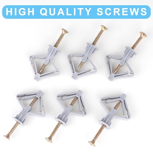 50 pcs Drywall Anchors, Hollow-Wall Anchors with Screws - color: Gray-25pcs