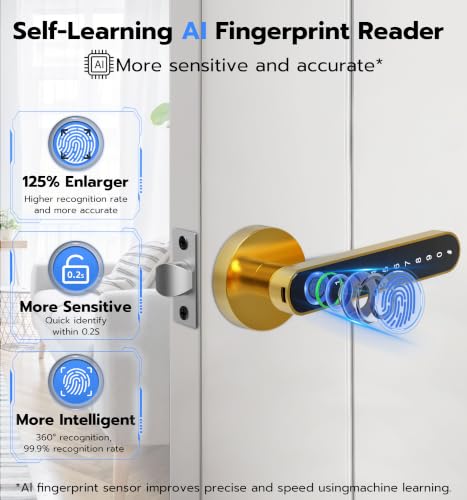Anweller Fingerprint Door Handle Lock, Smart Keyless Entry with App
