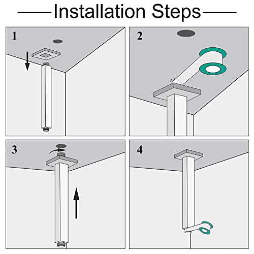 ENGA Brass 12-Inch Ceiling Mount Shower Arm (Brushed Nickel) - color: Brushed Nickel, style: 12 Inch