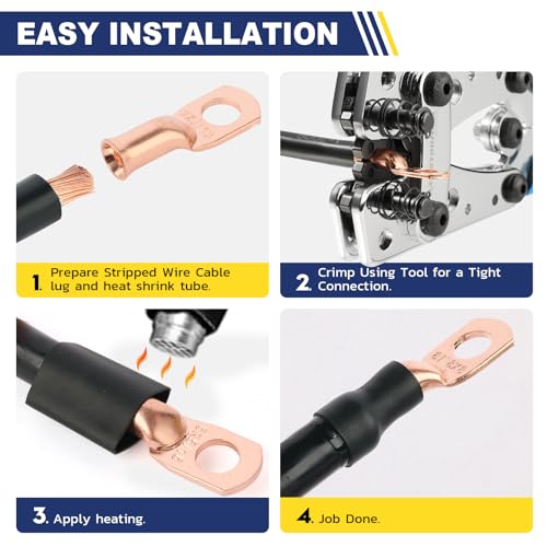 haisstronica 60PCS Battery Cable Lug Kit AWG 8/6/4 4 Sizes - size: Bare Copper, style: 60pcs