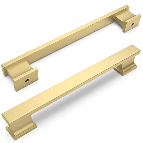 COTYKILEY 10 Pack 5 Inch(128mm) Brushed Gold Cabinet Handles Gold Kitchen Cabinet Pulls Cabinet Door Handles Kitchen Cabinet Hardware - color: Brushed Gold, size: 5" Hole Center（128MM）