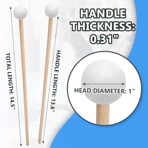 Luomorgo Steel Tongue Drum Mallets, White, 1 Pair Percussion Mallet - color: White