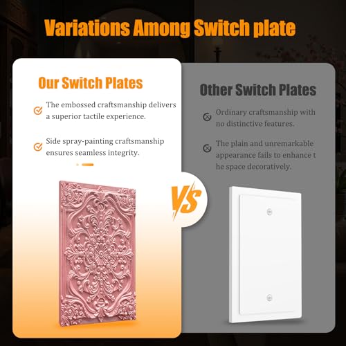 Decorative Light Switch Plate Covers Pink Flower Elegant 3D Floral Embossed 1 Gang No Device Single Blank Outlet Covers Wall Plate Light Switch Cover Plate for Bedroom Home Decor - color: Pink, size: No Blank 1-Gang/ 5 x 3 IN
