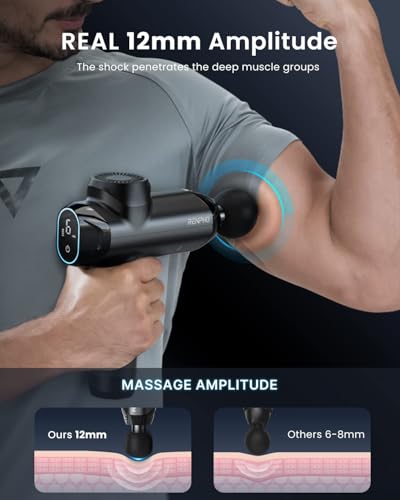 RENPHO Power Massage Gun Deep Tissue, 12mm Amplitude, Professional Massager - color: Graphite Black