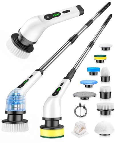 Cordless Electric Spin Scrubber, 9 Brush Heads, 2-Speed Motor - size: 9heads