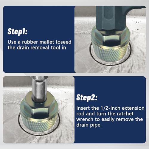 Tub Drain Removal Tool Kit with Bathtub Strainer Body 1.5 Inch Extractor - color: Gold, size: Tub Drain Kit