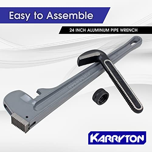 24 Inch Aluminum Pipe Wrench, 4"/100mm Adjustable Cr-Mo Jaw Opening Heavy Duty Straight Handle Plumbing Wrenches, Perfect Plumbers Tool Exceed GGG Standard - size: 24-IN, style: Straight