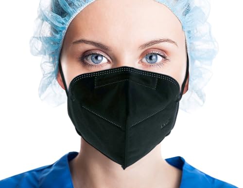 Lyka Distribution KN95 Face Masks - 50 Pack - 5 Layer Protection Breathable KN95 Face Mask with Comfortable Elastic Ear Loop - color: Black